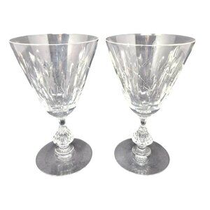 Duncan & Miller Willow 6 inch Crystal Water Goblets Wine Glasses Leaf Cut Barwar